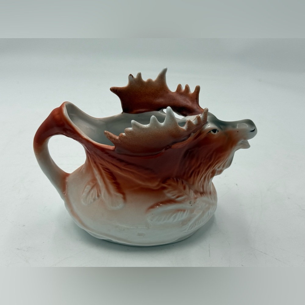 Vintage Porcelain Elk Reindeer Moose Head Creamer.